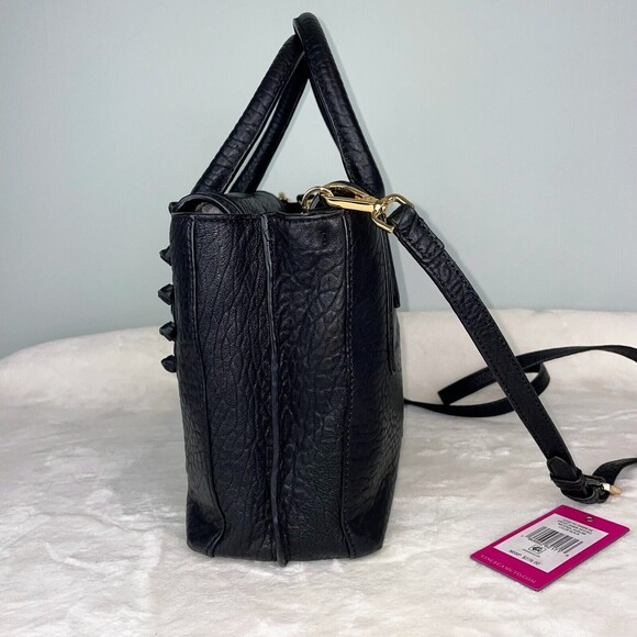 Vince Camuto Axmin Satchel Black Bublam Leather Crossbody Top Handle Bag Purse - Picture 4 of 12